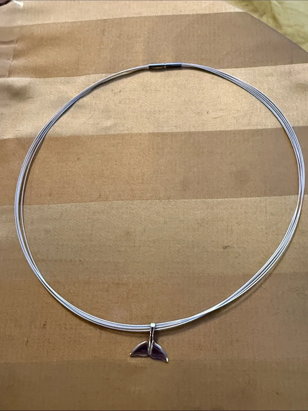 Sterling Silver Whale Tail Pendant with complementary wire, push/twist necklace